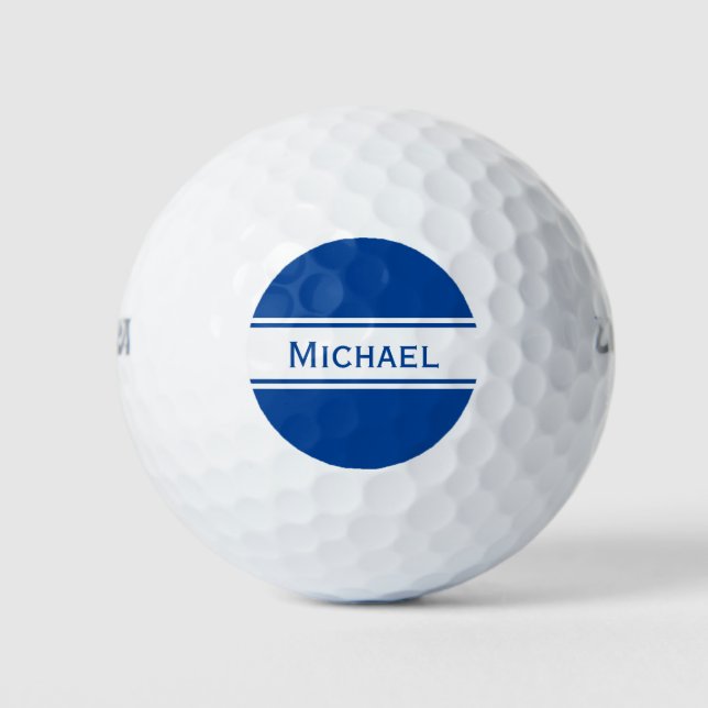 Pelotas De Golf Deep Blue White Stristris Nombre Monograma (Anverso)