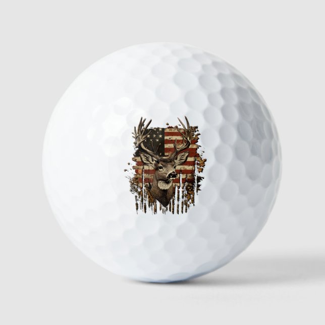Pelotas De Golf Deer, Buck Season USA Flag (Anverso)