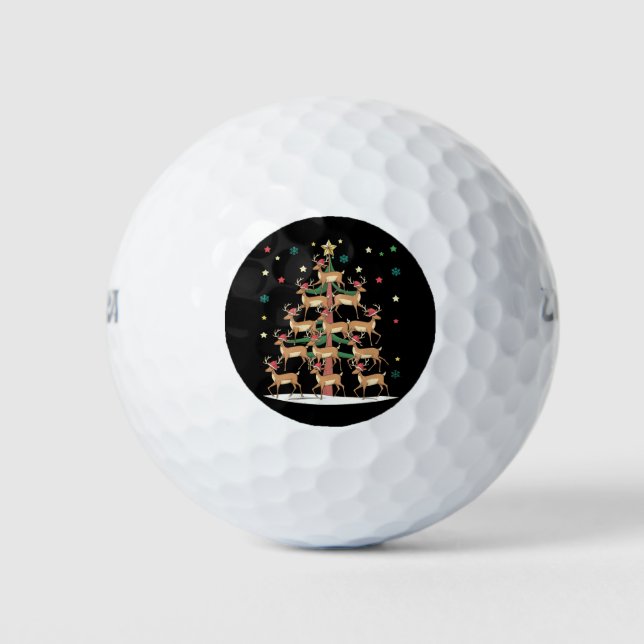 Pelotas De Golf Deer Christmas Tree Funny Holiday Cute Reindee (Anverso)