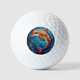 Pelotas De Golf Delfín en estilo artístico de vitral intrincado