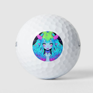 Pelotas De Golf Demon Chica azul, rosa y anime verde de Kawaii