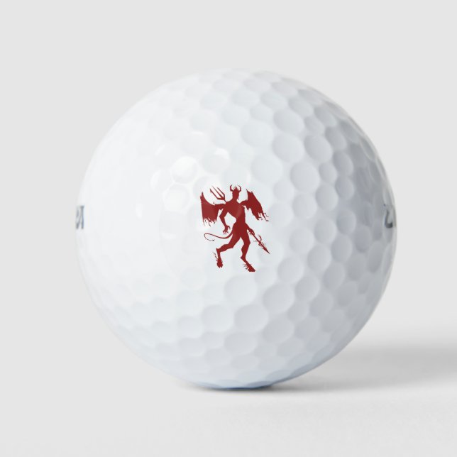 Pelotas De Golf Demonio rojo, Lucifer, Diablo, satinado, caminando (Anverso)