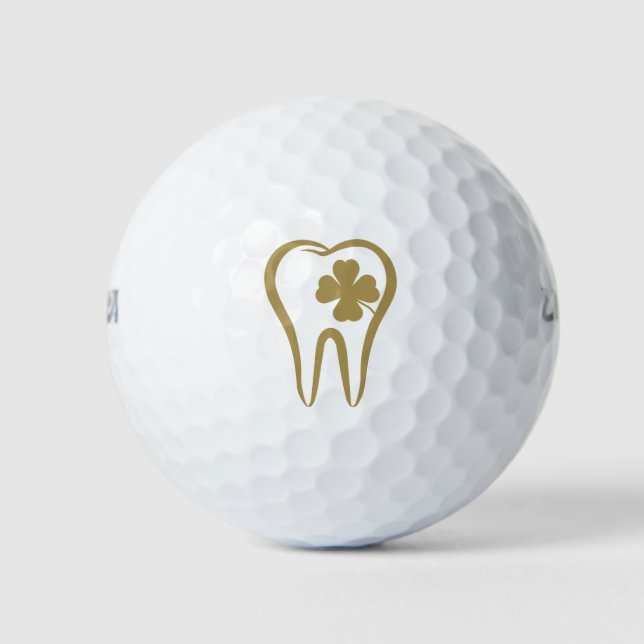 Pelotas De Golf Dentista de oro | Dientes afortunados (Anverso)