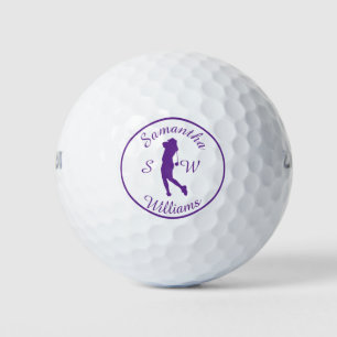 Pelotas De Golf Deportes Golfer Female Purple Silhouette Golf Ball
