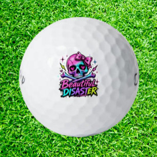 Pelotas De Golf Desastre Hermoso Cráneo Neón