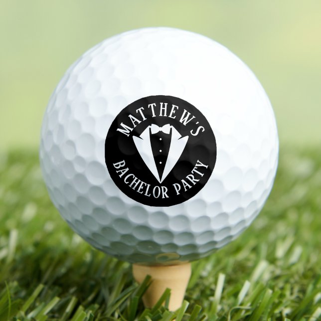 Pelotas De Golf Despedida de Soltero en Blanco y Negro (Black And White Bachelor Party Golf Balls)