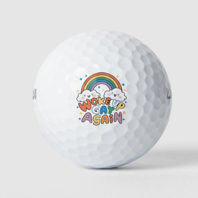 Pelotas De Golf Despertó de nuevo a Gay LGBT Pride Month Groovy (Anverso)