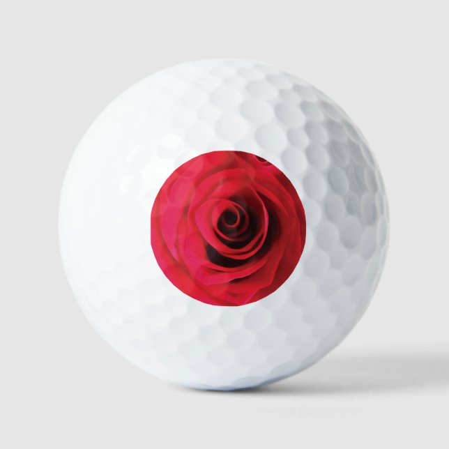 Pelotas De Golf detalle de flor de rosa roja (Anverso)