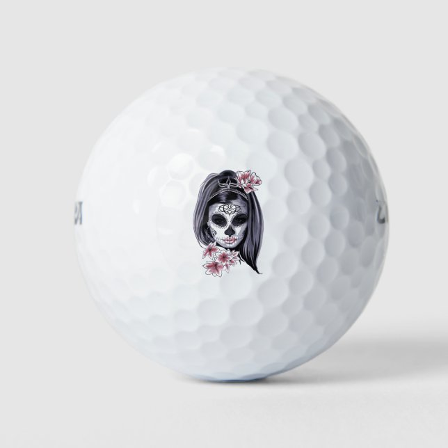 Pelotas De Golf Día de los Muertos en Halloween Chica (Anverso)