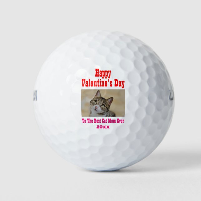 Pelotas De Golf Día de San Valentín Mejor Madre Gato Mascota Foto (Anverso)