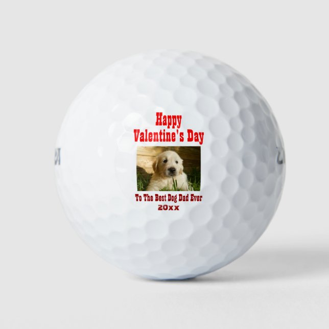 Pelotas De Golf Día de San Valentín Mejor Perro Papá Mascota. Foto (Anverso)