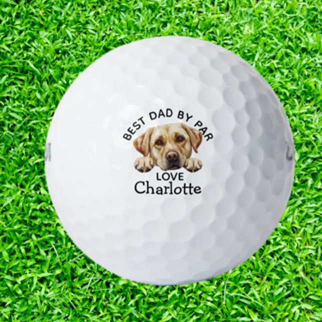 Pelotas De Golf Día del Padre Golden Labrador Puppy (Celebrate Father's Day with unique golf balls featuring a charming Golden Labrador puppy design)