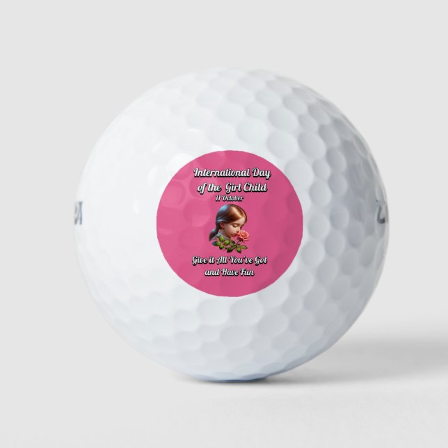 Pelotas De Golf Día Internacional del Chica. Diversión (Anverso)