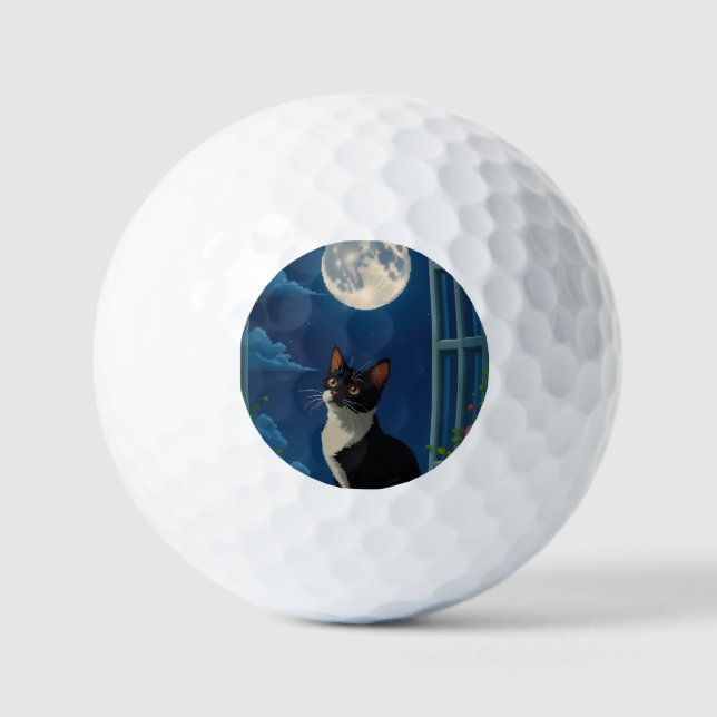 Pelotas De Golf Día y noche del gato (Anverso)