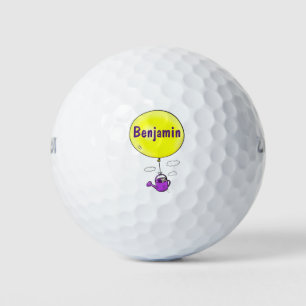 Pelotas De Golf Dibujo animado de ratón lindo en regadera con glob