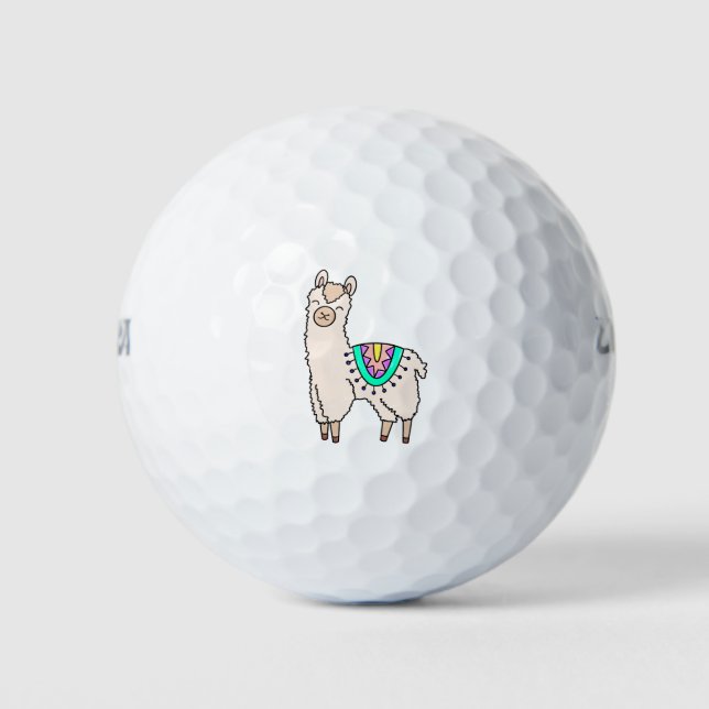 Pelotas De Golf dibujo de animales personalizados de llama feliz s (Anverso)