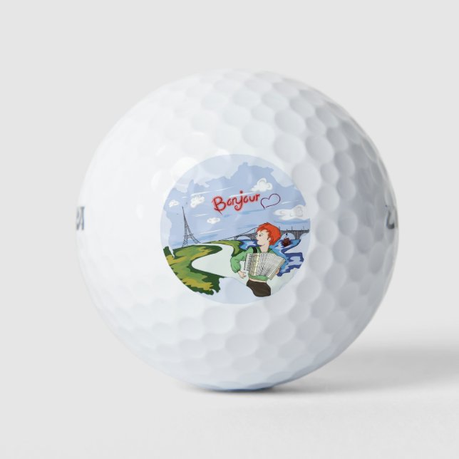 Pelotas De Golf Dibujo de Bonjour Paris (Anverso)