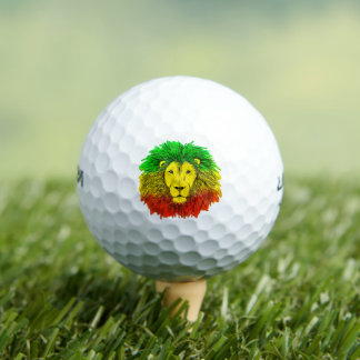 Pelotas De Golf Dibujo de cabeza de león Rasta rojo amarillo verde