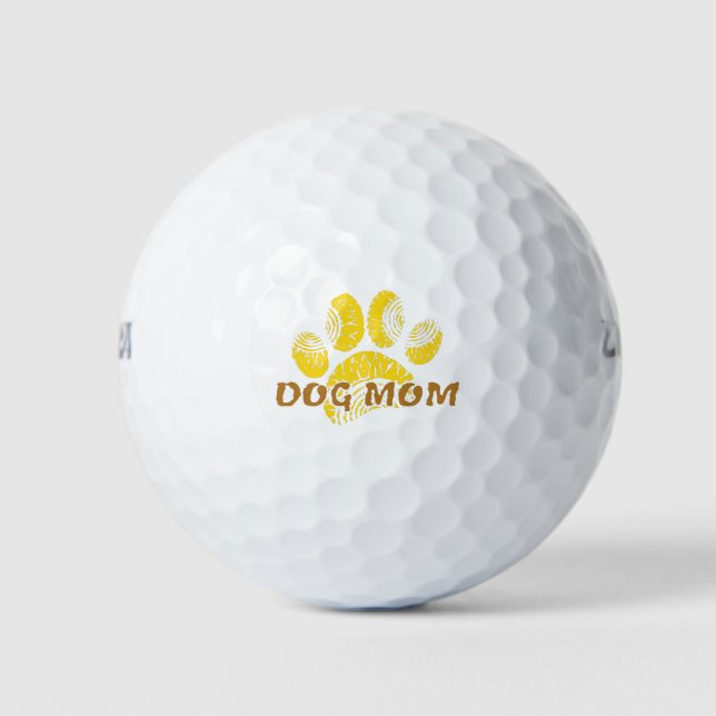 Pelotas De Golf Dibujo de girasol de perro Mom Paw (Anverso)