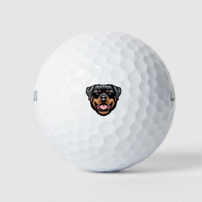 Pelotas De Golf Dibujo de retrato de Rottweiler (Anverso)