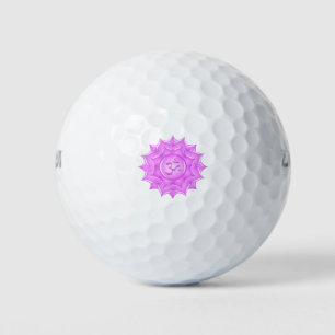 Pelotas De Golf Dibujo de símbolo Om de flor Lotus de vidrio rosad