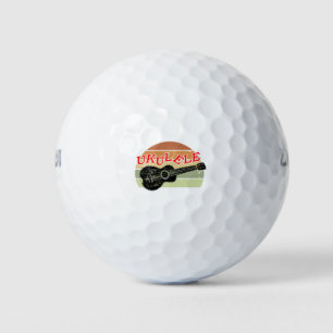 Pelotas De Golf Dibujo de Ukulele con problemas de ocaso retro