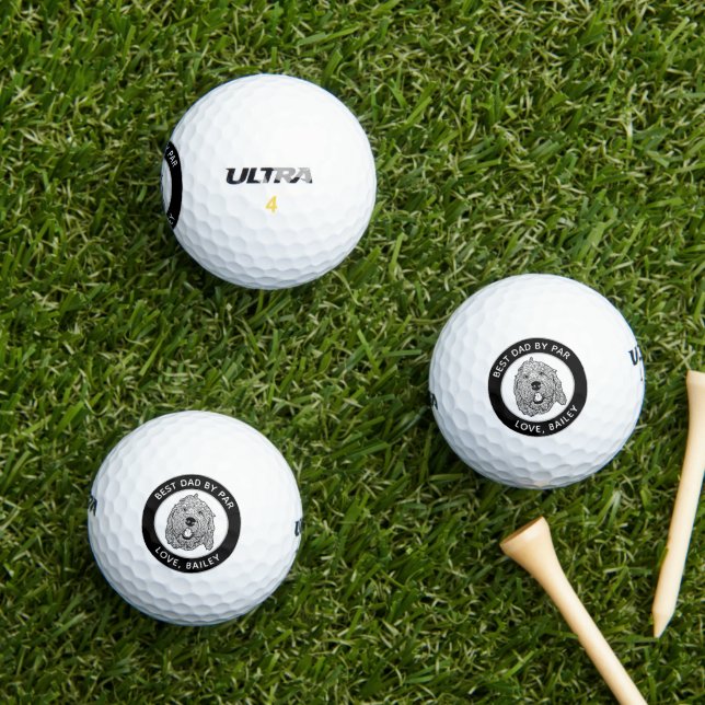 Pelotas De Golf Dibujo personalizado del perro personalizado Golde (Césped in situ)
