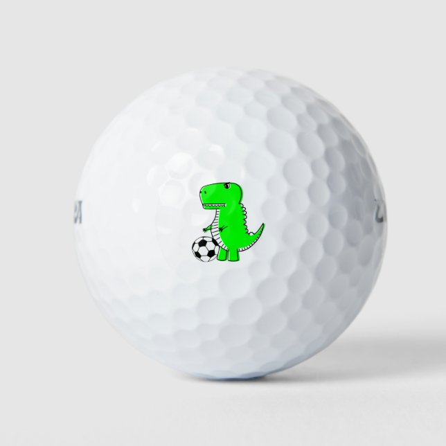 Pelotas De Golf Dinosaurio Verde ama el fútbol (Anverso)