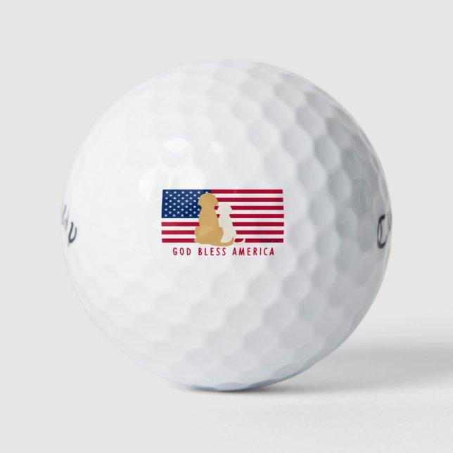 Pelotas De Golf Dios bendiga a los Estados Unidos Perro Golf Balls (Anverso)