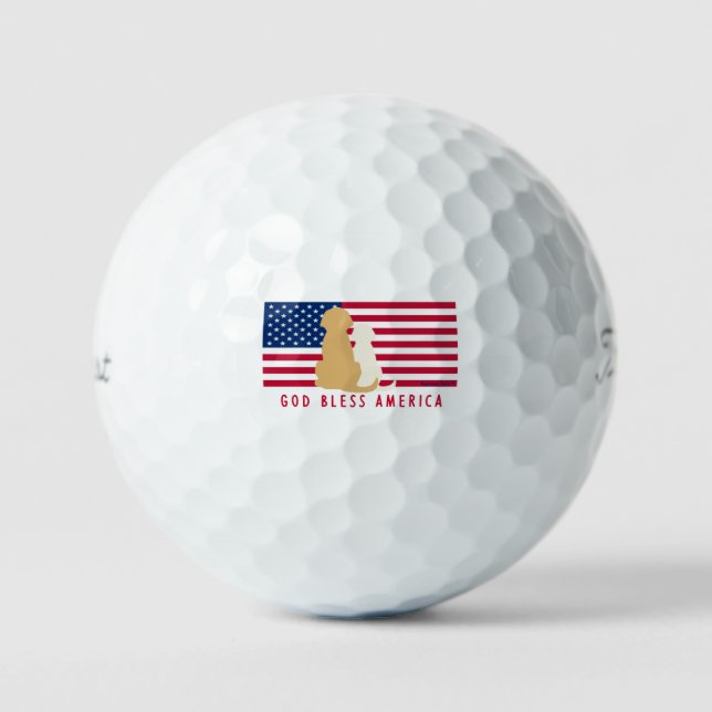 Pelotas De Golf Dios bendiga a los Estados Unidos Perro Golf Balls (Anverso)