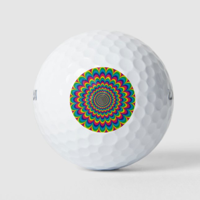 Pelotas De Golf Diseño abstracto del arco iris psicodélico (Anverso)