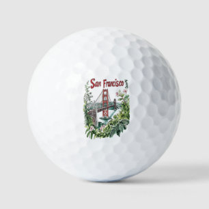 Pelotas De Golf Diseño acuático del puente Golden Gate de San Fran