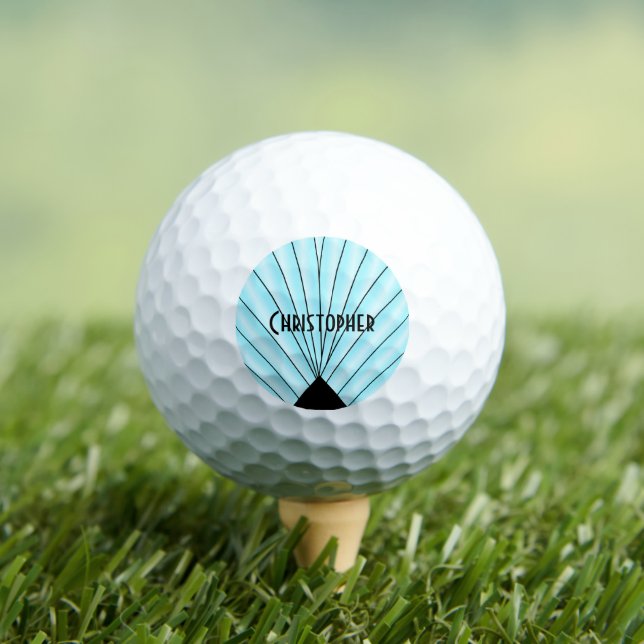 Pelotas De Golf Diseño Art Déco Azul Claro (Camiseta in situ)