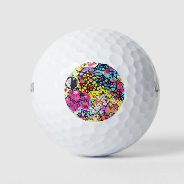 Pelotas De Golf Diseño colorido pintado a mano (Anverso)