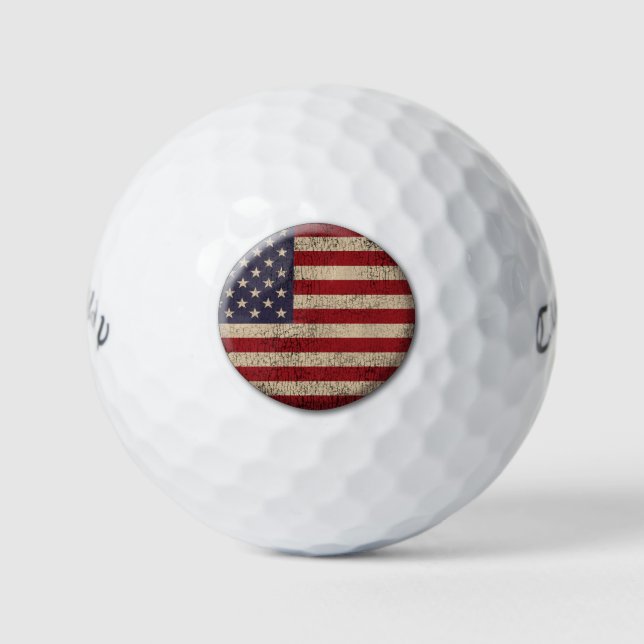 Pelotas De Golf Diseño de bandera americana desgastada (Anverso)