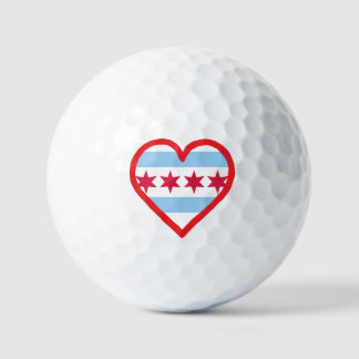 Pelotas De Golf Diseño de bandera y corazón de Chicago