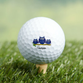 Pelotas De Golf Diseño de búho personalizado Blue Owl
