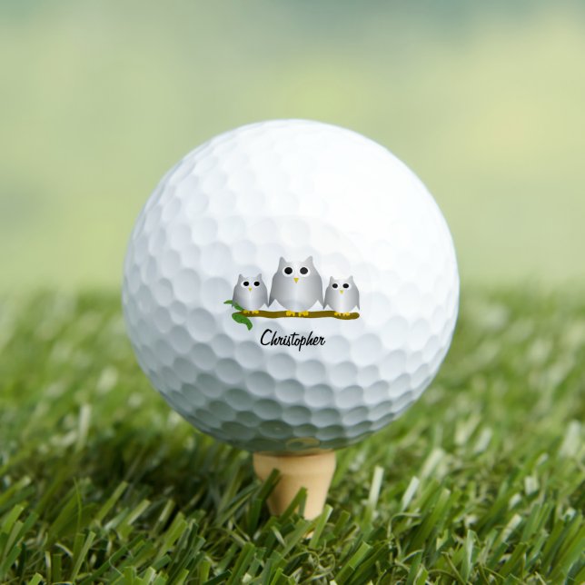 Pelotas De Golf Diseño de búho plateado personalizado (Camiseta in situ)