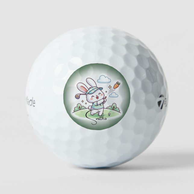 Pelotas De Golf Diseño de conejito golfista lindo (Anverso)