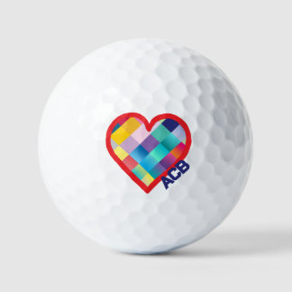 Pelotas De Golf Diseño de corazón multicolor con monograma
