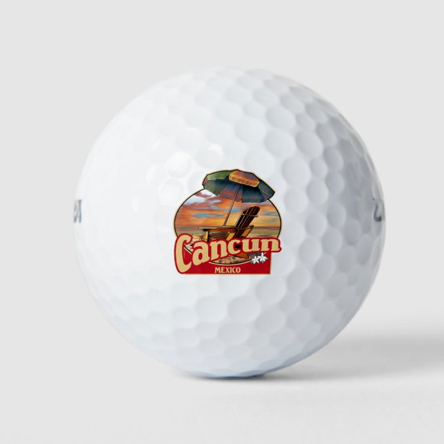 Pelotas De Golf Diseño de escena de la playa de Cancún México (Anverso)