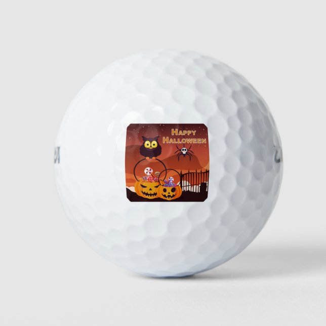 Pelotas De Golf Diseño de Halloween Feliz Muy Cuidado (Anverso)