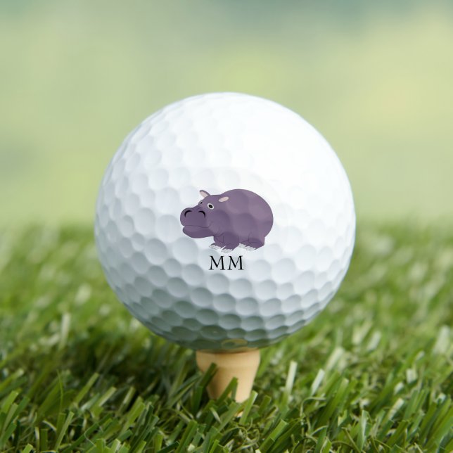 Pelotas De Golf Diseño de Hipopótamo Monogramado (Camiseta in situ)
