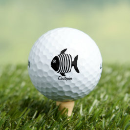 Pelotas De Golf Diseño de pez ángel blanco y negro personalizado