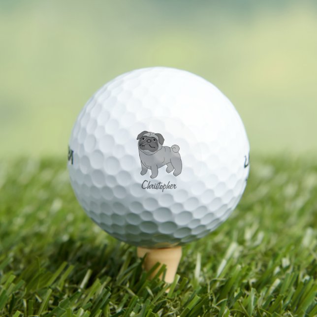 Pelotas De Golf Diseño de Pug Gris Perro (Camiseta in situ)