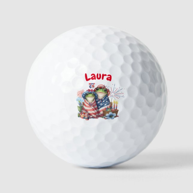 Pelotas De Golf Diseño de ranas "amamantadas" el 4 de julio, Día d (Anverso)
