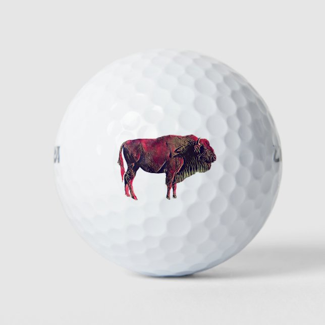 Pelotas De Golf Diseño de Retrato de Búfalo para Animales de Bison (Anverso)