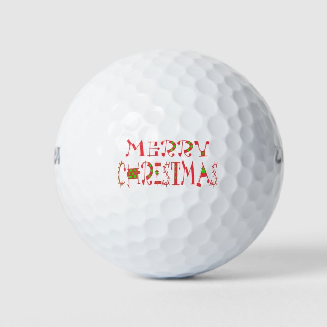 Pelotas De Golf Diseño del patrón de texto navideño: arte festivo (Anverso)