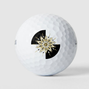Pelotas De Golf Diseño geométrico de oro negro y manala blanca