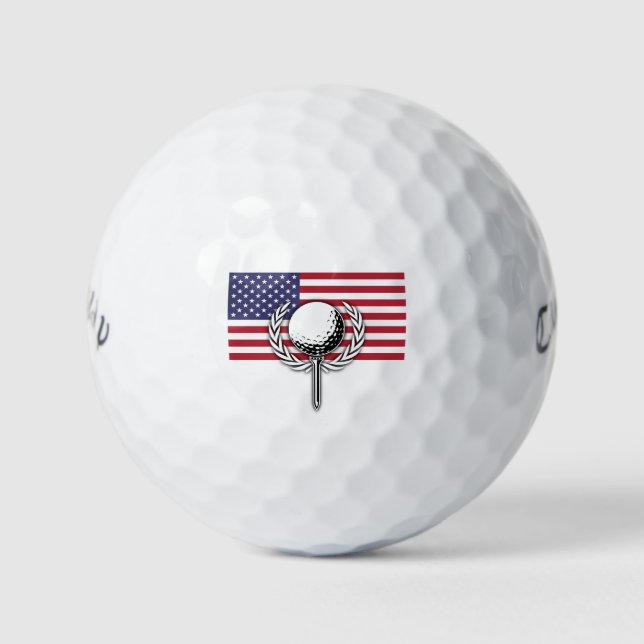 Pelotas De Golf Diseño Patriótico de la Bandera Americana (Anverso)